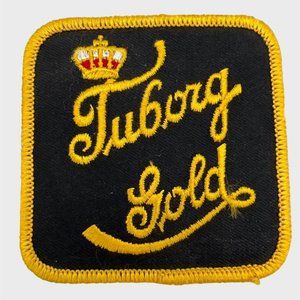 Vintage Tuborg Gold Beer Embroidered Patch Carlsberg Pilsner 3" Black & Gold